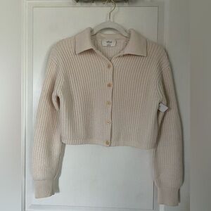 Aritzia Cream Button-Up Cardigan
